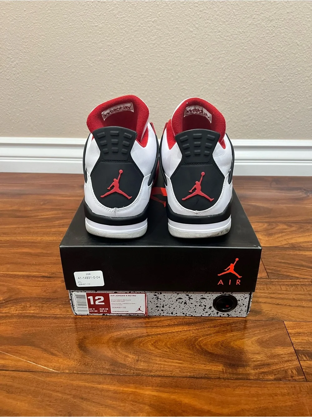 Nike Air Jordan 4 Retro Fire Red White/Red/Black 2012 Size 12